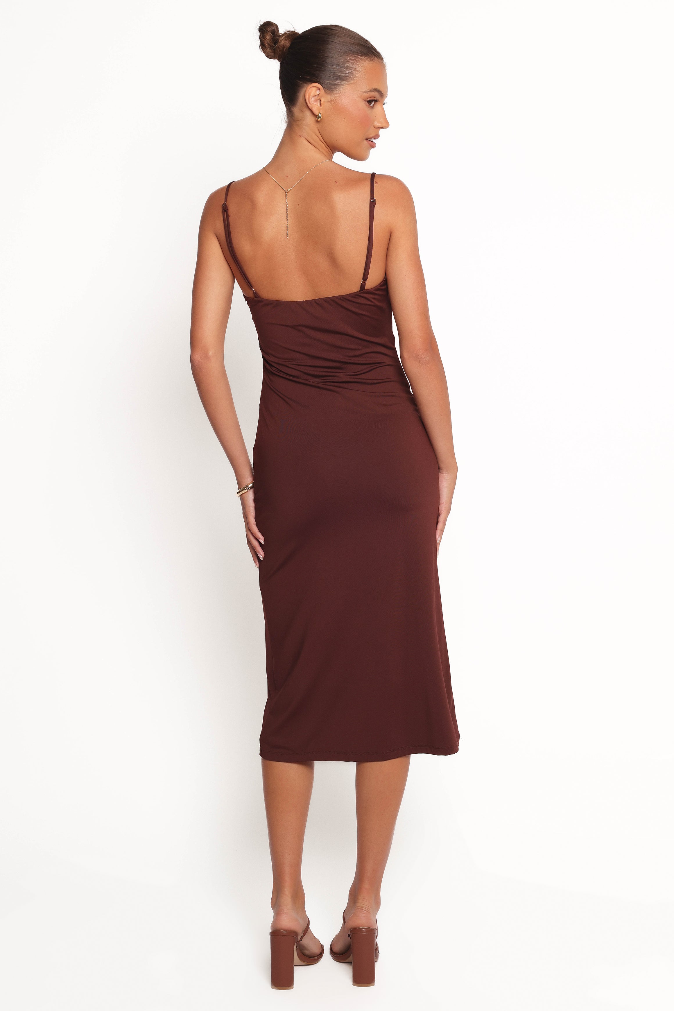 Ashy Midi Dress - Brown
