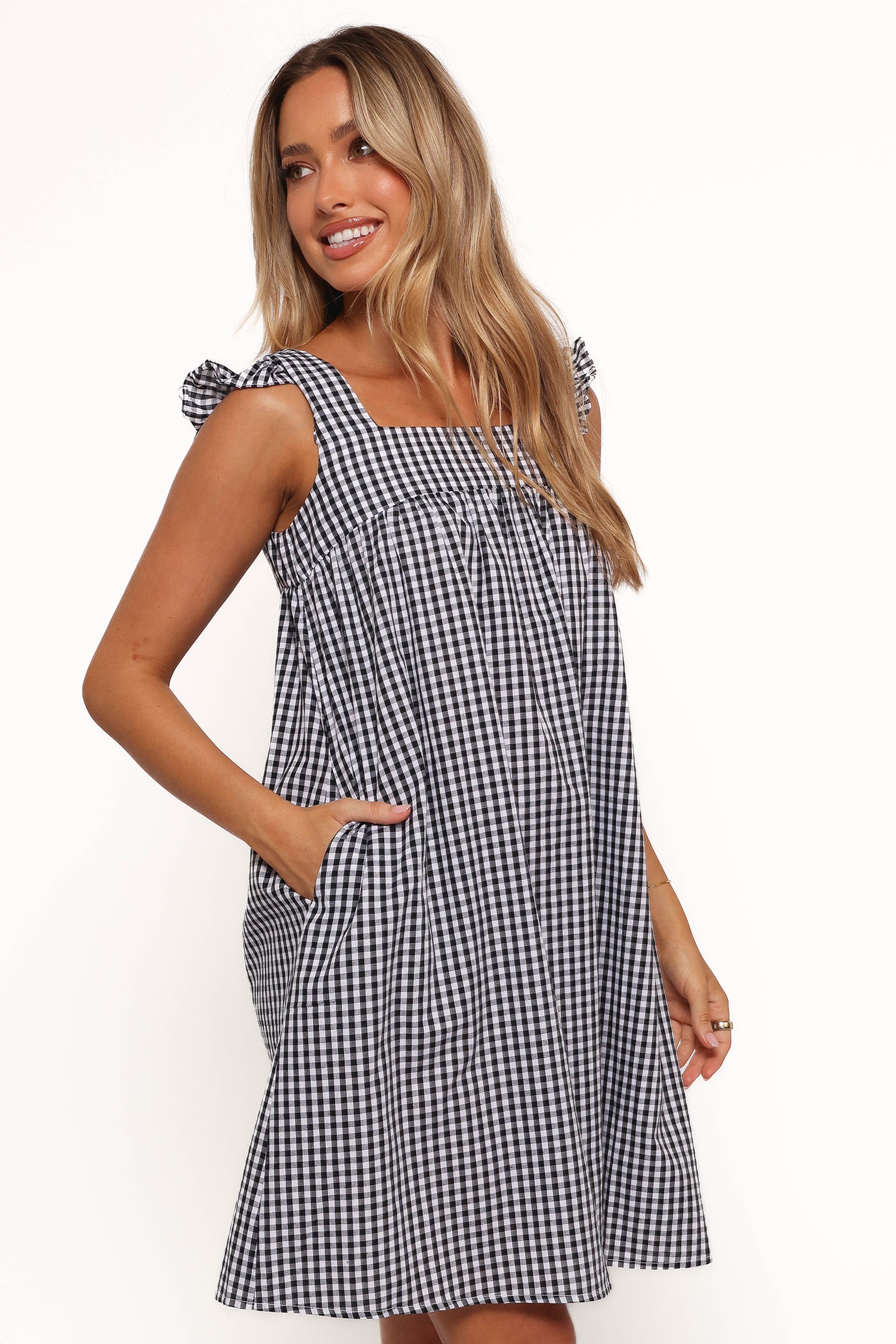 Nola Mini Dress - Black Gingham