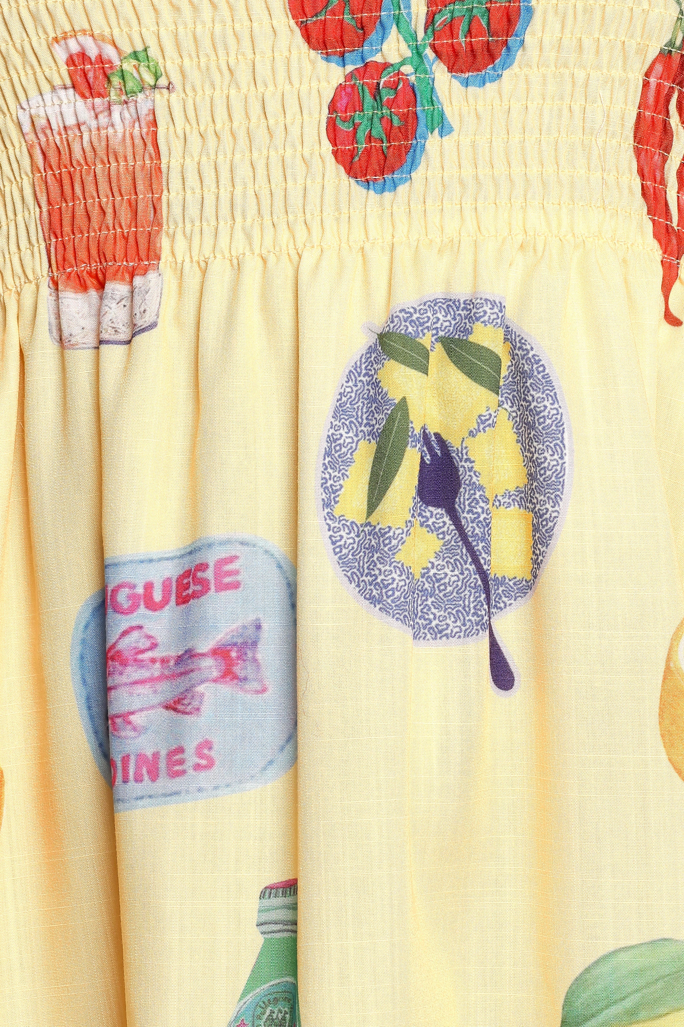 Sarelle Midi Dress - Yellow Pasta Print