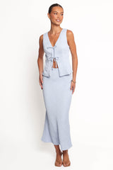 Ysolde Bow Detail Skirt Set - Light Blue