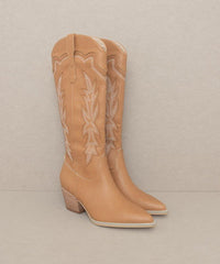 Ainsley Embroidered Cowboy Boot - Camel